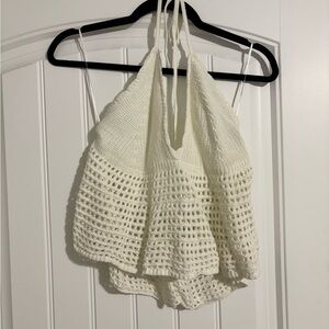 Target Cream Crochet Halter Tank Top